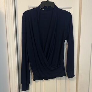 Fashion Nova Navy Wrap Blouse